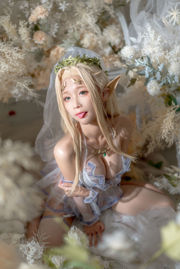 [Net Rode COSER Foto] Anime Blogger Stupid Momo - Witte Elf Trouwjurk