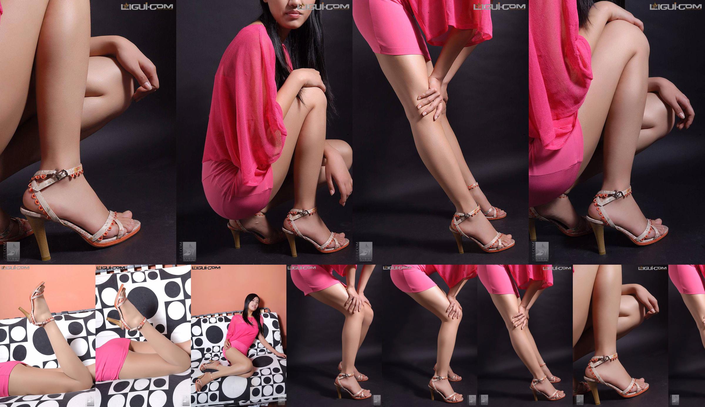 Model Jiang Na "Hitam Putih dengan Geometri" [丽 柜 LiGui] Gambar Foto Kaki Sutra No.74949f Halaman 12